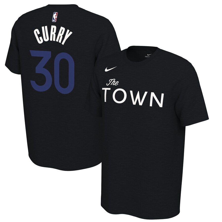 Men 2020 NBA Nike Stephen Curry Golden State Warriors Black 201920 Earned Edition Name Number TShirt